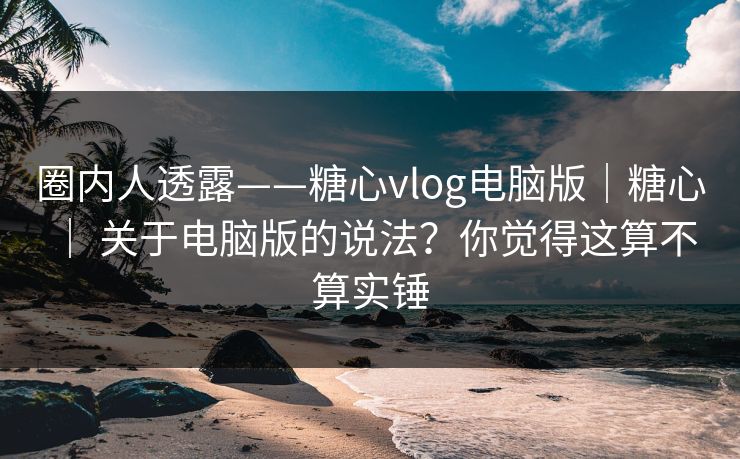 圈内人透露——糖心vlog电脑版｜糖心 ｜ 关于电脑版的说法？你觉得这算不算实锤
